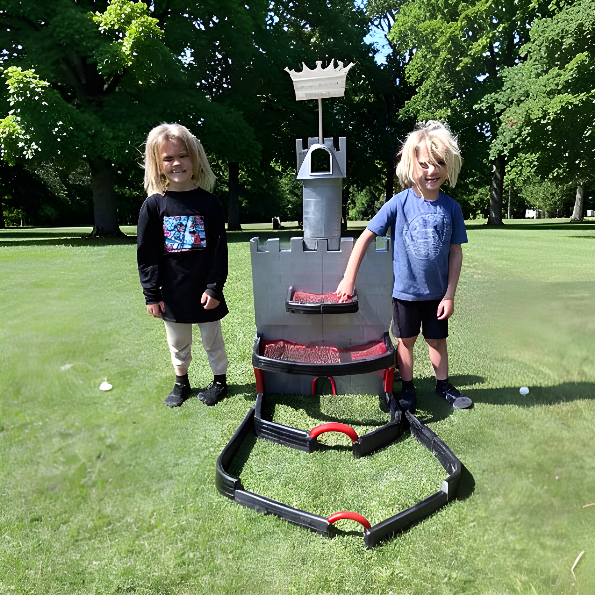 People enjoying WhirlyGolf outdoors near trees
